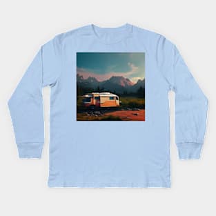 Van Life Camper RV Outdoors in Nature Kids Long Sleeve T-Shirt